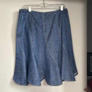 Blue Asymmetrical A-line Skirt for Work